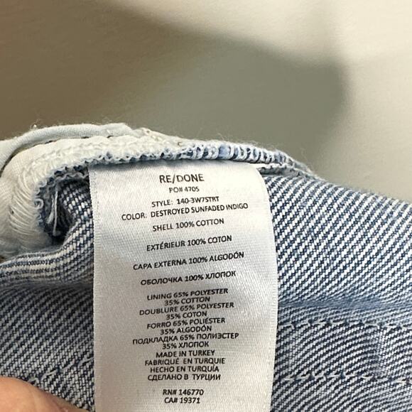 RE/DONE 70s Straight Jean Destroyed Sunfaded Indigo Sz 29 {II49} - Picture 7 of 7